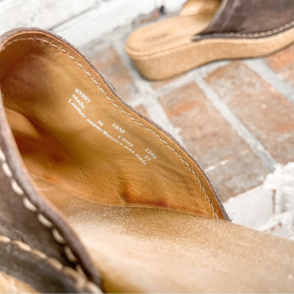 Clarks Elements Brown Leather Cork Platform Mules… - image 7